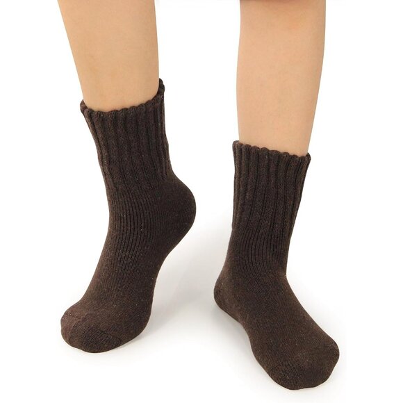 BenSorts Women 5 Packs Brown Red Green Yellow Khaki WinterThick Warm Boots Socks - Picture 8 of 8